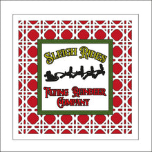 OL2292 - MDF Rattan effect square plaque Christmas Farmhouse Doodle - Sleigh Rides - Olifantjie - Wooden - MDF - Lasercut - Blank - Craft - Kit - Mixed Media - UK