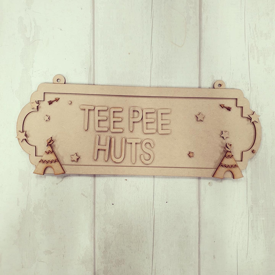 SS135 - MDF Teepee Themed Personalised Double Height  Street Sign - Olifantjie - Wooden - MDF - Lasercut - Blank - Craft - Kit - Mixed Media - UK