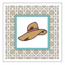 OL1661- MDF Rattan effect square plaque - Gardening Doodles - Hat - Olifantjie - Wooden - MDF - Lasercut - Blank - Craft - Kit - Mixed Media - UK