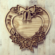 OL2807 - MDF Personalised Hanging Heart - Doodle Roses - Olifantjie - Wooden - MDF - Lasercut - Blank - Craft - Kit - Mixed Media - UK