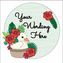 OL3115 - MDF Duck Tropical Flower Plaque personalised - Olifantjie - Wooden - MDF - Lasercut - Blank - Craft - Kit - Mixed Media - UK