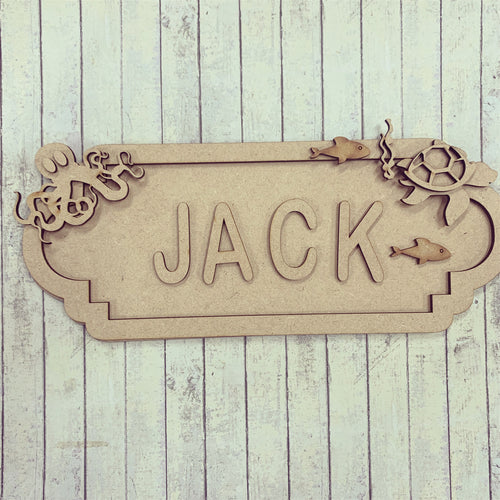SS097  - MDF Under the Sea Theme Personalised Street Sign - Large (12 letters) - Olifantjie - Wooden - MDF - Lasercut - Blank - Craft - Kit - Mixed Media - UK