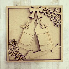 LH012 - MDF Gingle bells Frame Square 3D Plaque - Two Sizes - Olifantjie - Wooden - MDF - Lasercut - Blank - Craft - Kit - Mixed Media - UK