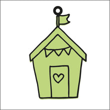 OL1704 - MDF Doodle Holiday Hanging - Beach Hut - Olifantjie - Wooden - MDF - Lasercut - Blank - Craft - Kit - Mixed Media - UK