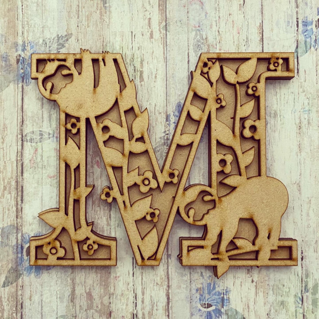 DL007 - MDF Sloth Themed Layered Letter - Olifantjie - Wooden - MDF - Lasercut - Blank - Craft - Kit - Mixed Media - UK