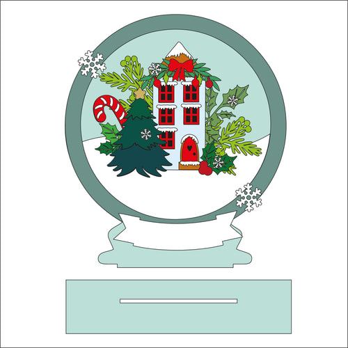 OL2570 - MDF Christmas Farmhouse Freestanding Snowglobe  - Tall House - Olifantjie - Wooden - MDF - Lasercut - Blank - Craft - Kit - Mixed Media - UK