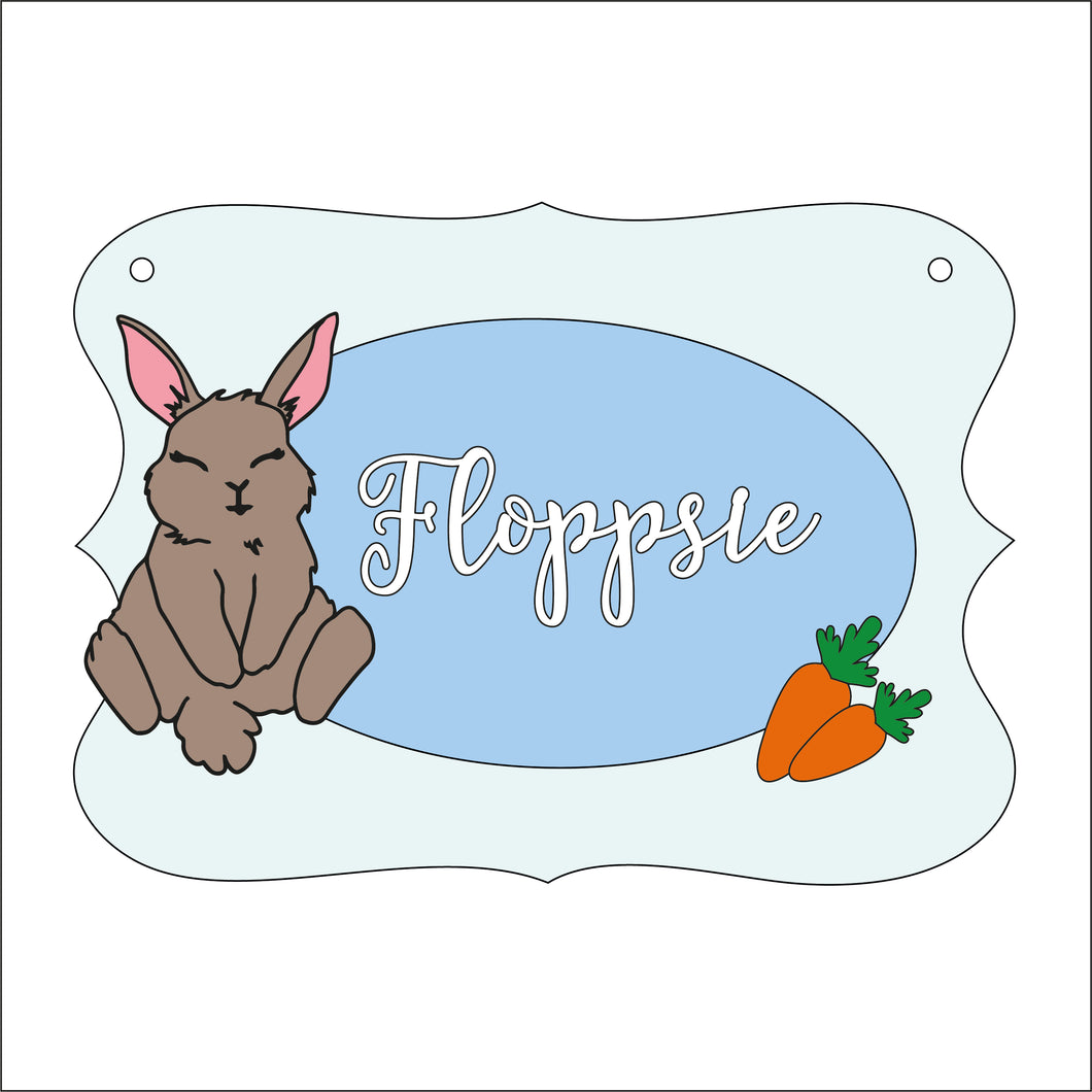 OP063 - MDF Bunny Themed Personalised Plaque - style 1 - Olifantjie - Wooden - MDF - Lasercut - Blank - Craft - Kit - Mixed Media - UK