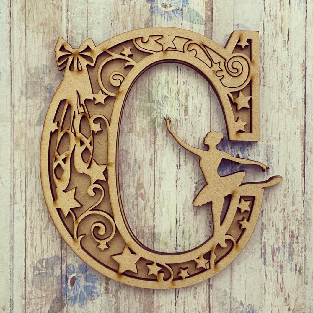 DL021 - MDF Ballerina Themed Layered Letter - Olifantjie - Wooden - MDF - Lasercut - Blank - Craft - Kit - Mixed Media - UK