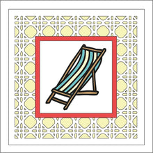 OL1809 - MDF Rattan effect square plaque - Seaside Doodles - Deck Chair Style 2 - Olifantjie - Wooden - MDF - Lasercut - Blank - Craft - Kit - Mixed Media - UK