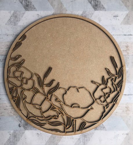 OL1008 - MDF Personalised Circle Plaque - Poppy Theme - Olifantjie - Wooden - MDF - Lasercut - Blank - Craft - Kit - Mixed Media - UK