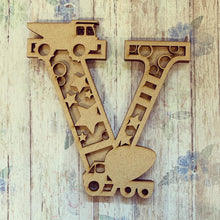 DL026 - MDF Construction Vehicles Themed Layered Letter - Olifantjie - Wooden - MDF - Lasercut - Blank - Craft - Kit - Mixed Media - UK