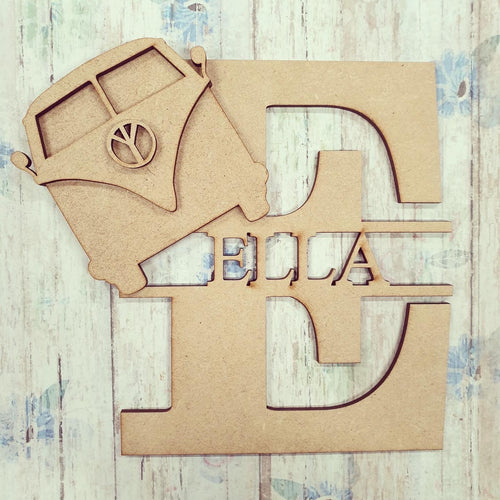 FL034 - Camper MDF Personalised Split Letter - Olifantjie - Wooden - MDF - Lasercut - Blank - Craft - Kit - Mixed Media - UK