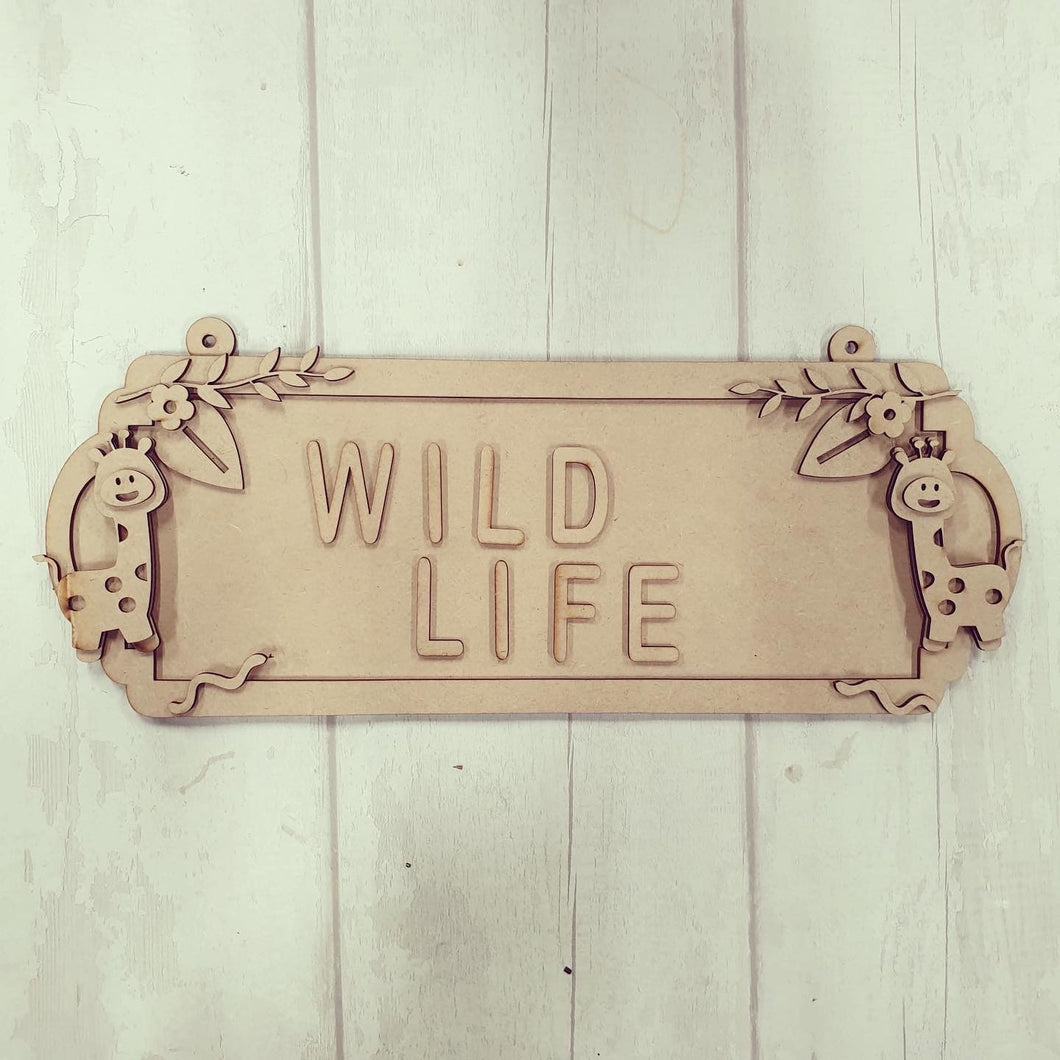 SS117- MDF Giraffe Themed Personalised Double Height  Street Sign - Olifantjie - Wooden - MDF - Lasercut - Blank - Craft - Kit - Mixed Media - UK