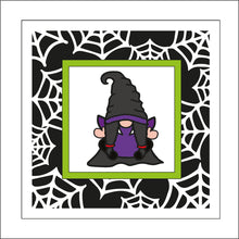 OL2270 - MDF Rattan Effect Square Plaque Halloween Gonk Doodle - Female Vampire gnome - Olifantjie - Wooden - MDF - Lasercut - Blank - Craft - Kit - Mixed Media - UK
