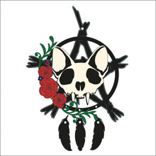 OL1500 - MDF Pentagram Sphynx Skull Dreamcatcher - Olifantjie - Wooden - MDF - Lasercut - Blank - Craft - Kit - Mixed Media - UK