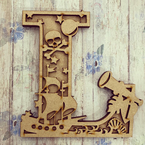 DL022 - MDF Pirate Themed Layered Letter - Olifantjie - Wooden - MDF - Lasercut - Blank - Craft - Kit - Mixed Media - UK