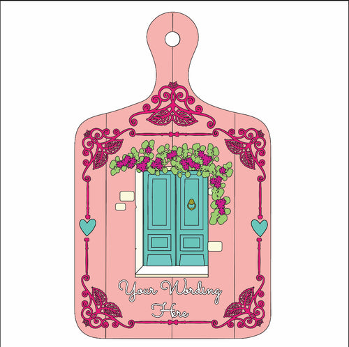 OL3009 - MDF Farmhouse - Chopping Board  - Front Door Style 2 - Olifantjie - Wooden - MDF - Lasercut - Blank - Craft - Kit - Mixed Media - UK