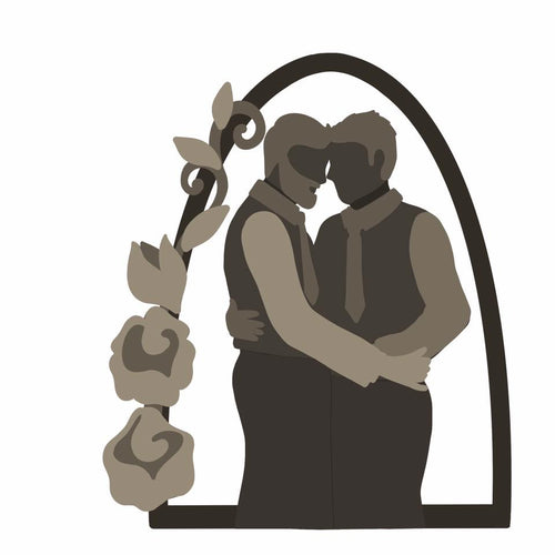 SJ258  - MDF Sarah Jane Sentimental Range - Wedding Couple Males - Olifantjie - Wooden - MDF - Lasercut - Blank - Craft - Kit - Mixed Media - UK