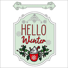 OL2303 - MDF Farmhouse Doodle Christmas - Hanging Sign Layered Plaque - Hello Winter - Olifantjie - Wooden - MDF - Lasercut - Blank - Craft - Kit - Mixed Media - UK