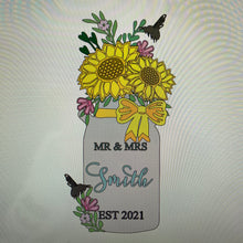 OL711 - MDF Personalised Wedding themed Large Floral Milk Churn - Sunflowers - Olifantjie - Wooden - MDF - Lasercut - Blank - Craft - Kit - Mixed Media - UK