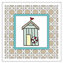 OL1692 - MDF Rattan effect square plaque - Seaside Doodles - Style 8 - Olifantjie - Wooden - MDF - Lasercut - Blank - Craft - Kit - Mixed Media - UK