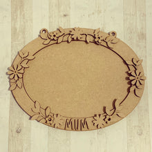 OV011 - MDF Oval Pretty Flowers Themed Photo Frame With Hanging - Olifantjie - Wooden - MDF - Lasercut - Blank - Craft - Kit - Mixed Media - UK