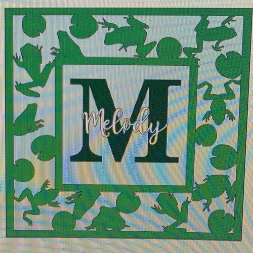 OL892 - MDF Personalised Square Plaque Frame - Frogs - Olifantjie - Wooden - MDF - Lasercut - Blank - Craft - Kit - Mixed Media - UK