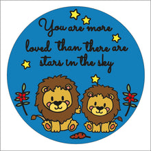 OL1707 - MDF Round Doodle Jungle - Lions  Plaque ‘you are more loved than there are stars in the sky’ - Olifantjie - Wooden - MDF - Lasercut - Blank - Craft - Kit - Mixed Media - UK