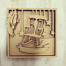 LH003 - MDF Chair Feather Frame Square 3D Plaque - Two Sizes - Olifantjie - Wooden - MDF - Lasercut - Blank - Craft - Kit - Mixed Media - UK