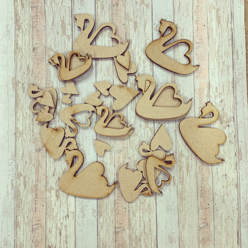 Sale OL569 - MDF Mixed Swans 40g - Olifantjie - Wooden - MDF - Lasercut - Blank - Craft - Kit - Mixed Media - UK