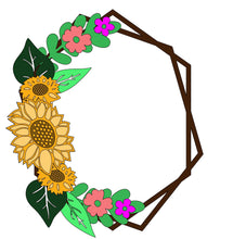 HX010 - MDF Sunflower Style 2 Hexagonal Wreath - Olifantjie - Wooden - MDF - Lasercut - Blank - Craft - Kit - Mixed Media - UK