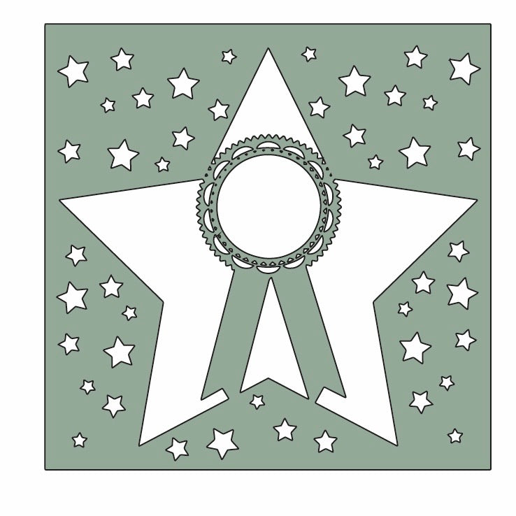OL481 - MDF Star Rosette Frame Insert or Hanging Plaque with optional backing - Olifantjie - Wooden - MDF - Lasercut - Blank - Craft - Kit - Mixed Media - UK