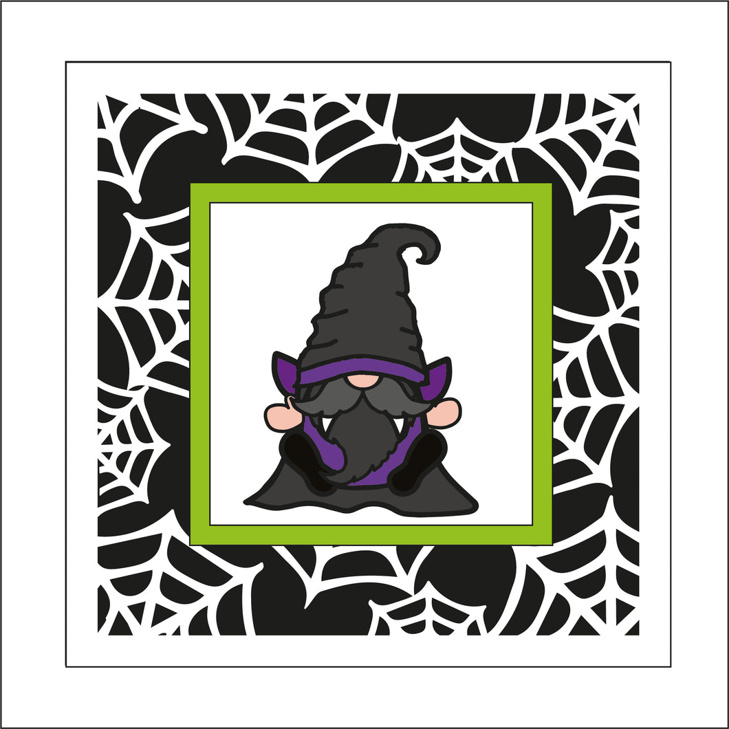 OL2271 - MDF Rattan Effect Square Plaque Halloween Gonk Doodle - Male Vampire gnome - Olifantjie - Wooden - MDF - Lasercut - Blank - Craft - Kit - Mixed Media - UK