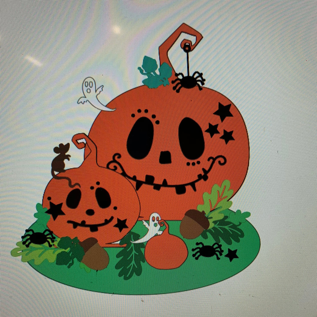 OL1061 - MDF Freestanding Spooky Pumpkin Set - Olifantjie - Wooden - MDF - Lasercut - Blank - Craft - Kit - Mixed Media - UK