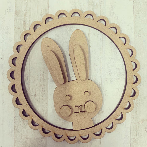 CH161 - MDF Rabbit Frame - Optional Backing - Olifantjie - Wooden - MDF - Lasercut - Blank - Craft - Kit - Mixed Media - UK