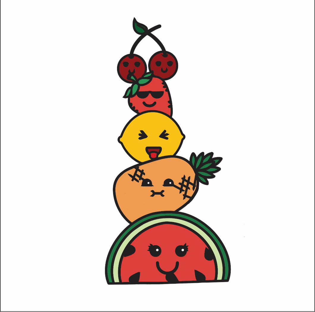 OL2995 - MDF Doodle Stacked Fruits - Olifantjie - Wooden - MDF - Lasercut - Blank - Craft - Kit - Mixed Media - UK