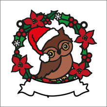 OL2725 - MDF Christmas Owl doodle Holly Bauble - Olifantjie - Wooden - MDF - Lasercut - Blank - Craft - Kit - Mixed Media - UK
