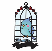DN015 - MDF Doodle Budgie Birdcage Hanging - With or without Banner - Olifantjie - Wooden - MDF - Lasercut - Blank - Craft - Kit - Mixed Media - UK