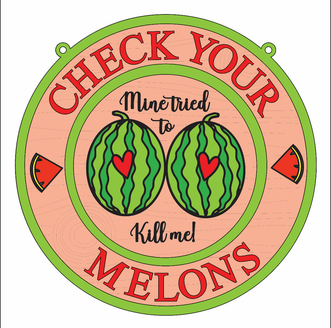 OL3101 - Breast Cancer Awareness- Check your Melons - Olifantjie - Wooden - MDF - Lasercut - Blank - Craft - Kit - Mixed Media - UK