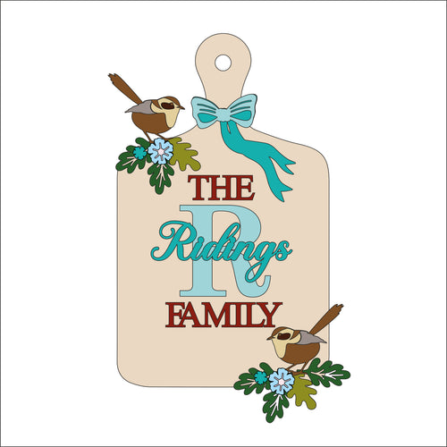 Sale OL1329 - MDF chopping board - Wren Birds Personalised ’ - Olifantjie - Wooden - MDF - Lasercut - Blank - Craft - Kit - Mixed Media - UK