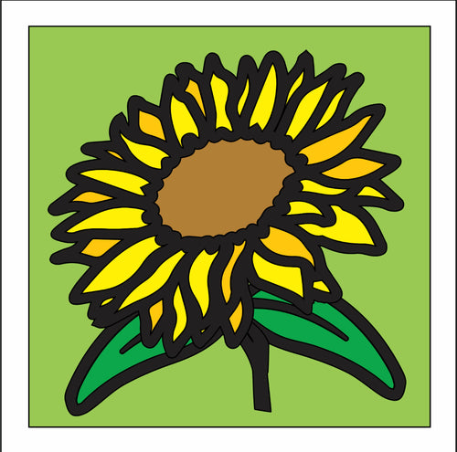 OL3140 - MDF Ladder Insert Tile - Doodle Sunflower - Olifantjie - Wooden - MDF - Lasercut - Blank - Craft - Kit - Mixed Media - UK