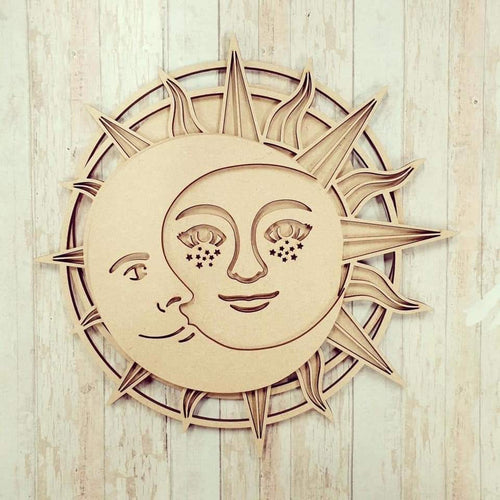 Ol647 - MDF Sun Moon Kit - Olifantjie - Wooden - MDF - Lasercut - Blank - Craft - Kit - Mixed Media - UK