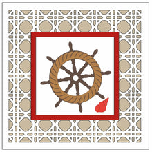 Ol1529 - MDF Rattan effect square plaque nautical theme  - Shipwheel - Olifantjie - Wooden - MDF - Lasercut - Blank - Craft - Kit - Mixed Media - UK