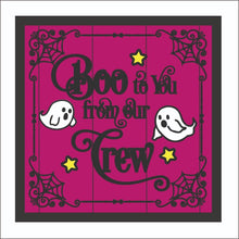 OL2324 - MDF Farmhouse Doodle Halloween  - Square layered Plaque - Boo to you from our crew - Olifantjie - Wooden - MDF - Lasercut - Blank - Craft - Kit - Mixed Media - UK