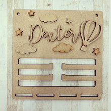 BH033 - MDF Hot Air Balloon Themed - Medal / Bow Holder - Personalised & Choice of Shape - Olifantjie - Wooden - MDF - Lasercut - Blank - Craft - Kit - Mixed Media - UK