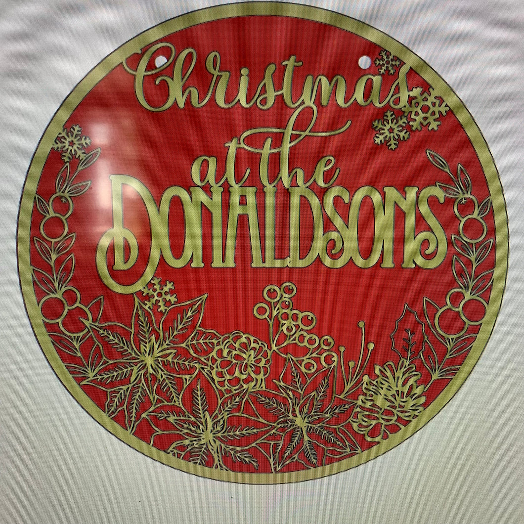 OL1000 - MDF Personalised Circle Plaque - Christmas Theme - Olifantjie - Wooden - MDF - Lasercut - Blank - Craft - Kit - Mixed Media - UK