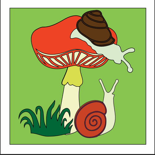 OL3141 - MDF Ladder Insert Tile - Cottage Core Mushroom Snails - Olifantjie - Wooden - MDF - Lasercut - Blank - Craft - Kit - Mixed Media - UK