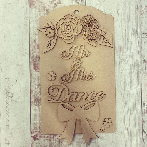 DT004 - MDF Large Hanging Door Tag / Luggage - Large Bow & Flowers - Olifantjie - Wooden - MDF - Lasercut - Blank - Craft - Kit - Mixed Media - UK