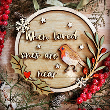 OL1172 - MDF ‘When Robins are near’ circular hanging plaque - Olifantjie - Wooden - MDF - Lasercut - Blank - Craft - Kit - Mixed Media - UK