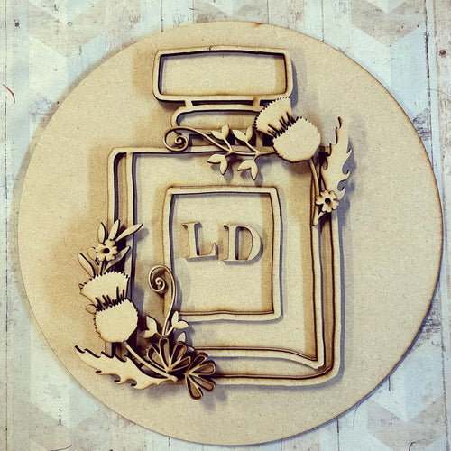 OL2931 - MDF Personalised Perfume / Aftershave Bottle - Thistles - Olifantjie - Wooden - MDF - Lasercut - Blank - Craft - Kit - Mixed Media - UK